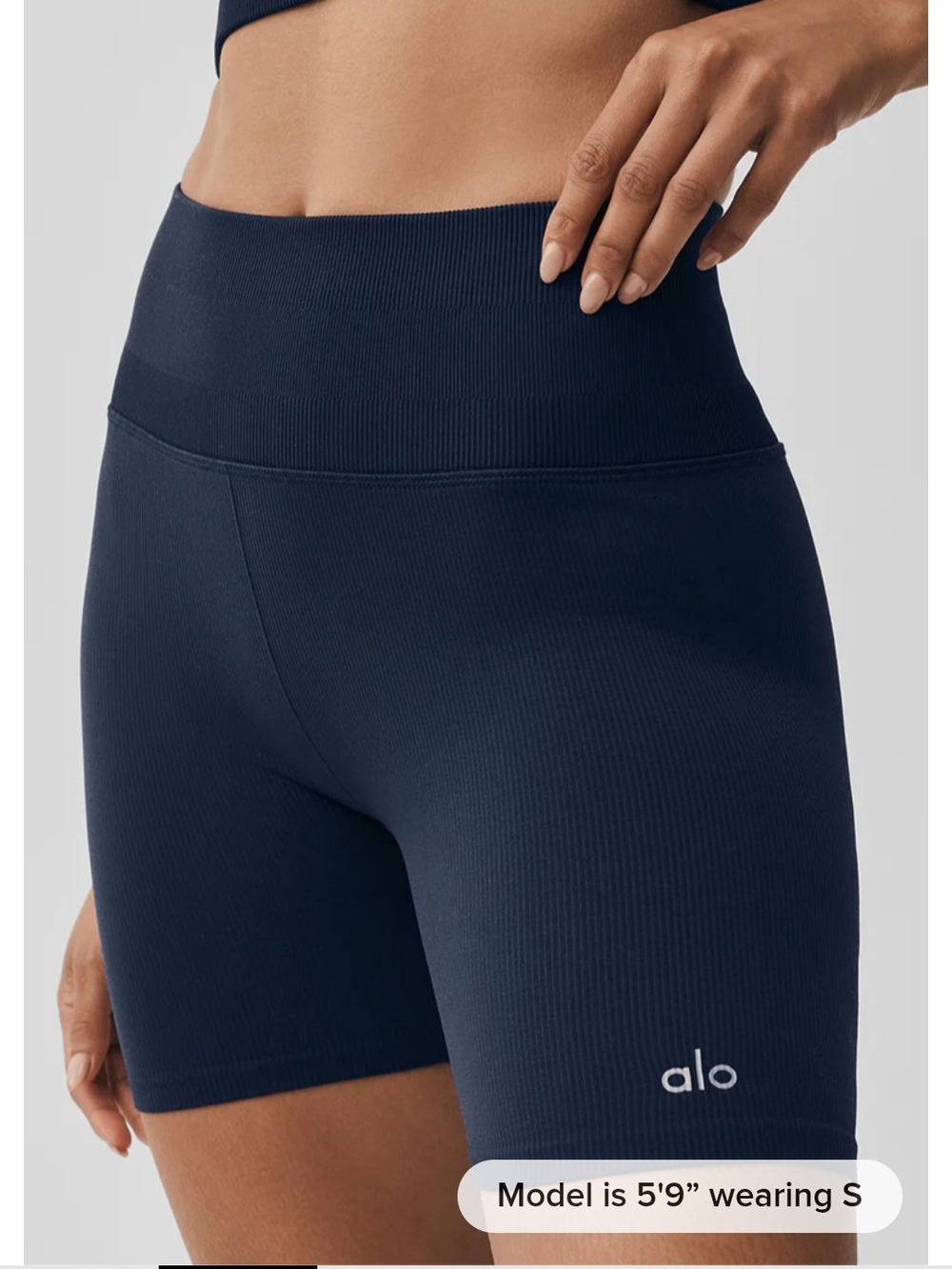ALO Yoga High-Waist Ribbed Navy Women’s Favorite Shorts